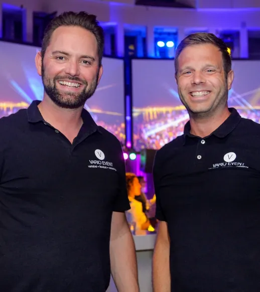 Jan Schloo und Daniel Ernst, Geschäftsführung VARIO EVENT, auf einem Event